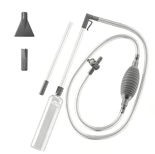 NYHWBI Mulmsauger Aquarium, 3M Aquarium Reiniger Sauger Zubehör Wasserwechsel 3-in-1 Sauger für Kies Sand und Mulm Extra-Lang Schlauch für Kleine Große Aquarien (Grau)