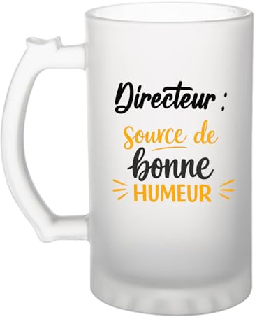Otshirt Verre à Bière Directeur - source de bonne humeur- Chope - Idée Verre à Bière Personnalisable Cadeau Anniversaire Camping Fête Original Famille Travail Départ Collègue Retraite Noël