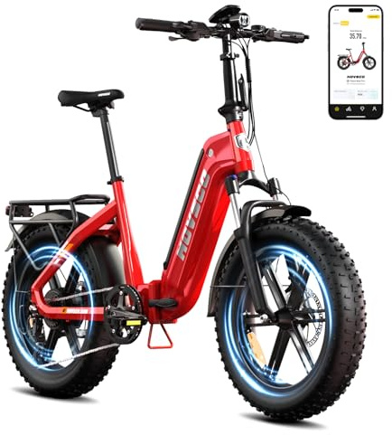 HOVSCO Klapprad E Bike 20 x 4.0 Zoll Fatbike für Erwachsene | App-Steuerung & Federung, 48V/15AH Akku 250W, Alu-Durchstieg-Rahmen, 7 Gängen, bis 204kg, E Klapprad Fahrrad Herren Damen