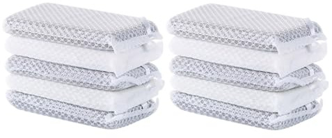 ADOCARN 10pcs Reusable Kitchen Sponge Scouring Pads White Non-damaging Scrub Sponge for Dishwashing and Multi-Surface Cleaning in Home and Kitchen