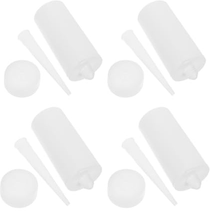Beavorty Kit de 4 Tubes Vides pour Mastic en Plastique Blanc 135ml, Support pour Mélange de Couleurs, Utilisation Main, pour Projets de Joints et Réparations de Fuites
