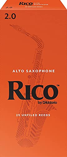 Rico by D'Addario Saxophon Blätter | Hochpräzise gefertigt | Alt Saxophon Blätter 2 Stärke | 25er-Packung | Warmer voller Ton | Angenehmes Spielgefühl