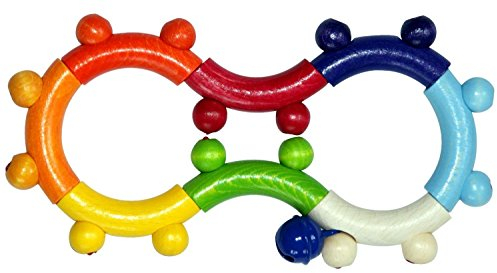 Hess Holzspielzeug 11011 - Motorik-Rassel aus Holz, in Form einer Acht, mit beweglichen Teilen, für Babys ab 6 Monaten, handgefertigt, für Greifübungen