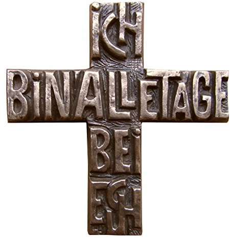 Wilde Bronzekreuz Bronze Kreuz Ich bin alle Tage bei euch 12 cm * 11 cm
