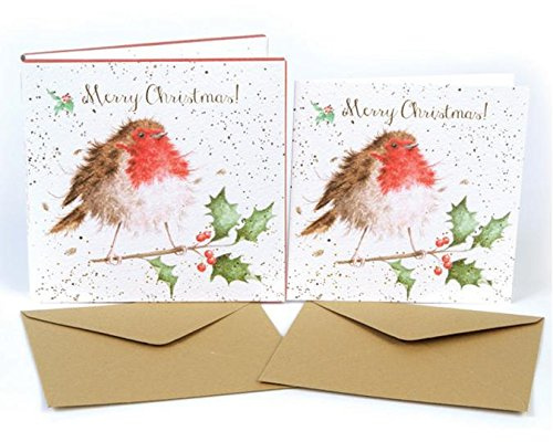 Wrendale Designs by Hannah Dale - „The Jolly Robin“ - Weihnachtskarten-Schachtelset - 8 Stück
