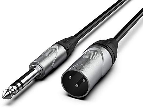 Audibax Pro Cavo XLR Maschio a Jack Bilanciato - Lunghezza 6 Metri - Connettori OFC ad Alta Trasmissione del Segnale - Rivestito in PVC - Massimo Isolamento - Diametro 6 mm - Colore Nero