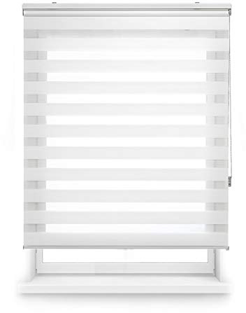 Estoralis - Shae - Estor Enrollable Doble Tejido, Noche y día, Blanco Roto, 105 x 175 cm