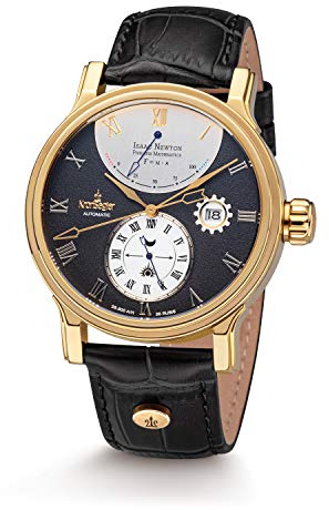Kronsegler Isaac Newton - Principia Mathematica Gold - schwarz - Automatik Herrenuhr | Gangreserveanzeige, Datum und 24-Stunden-Anzeige | mit Saphirglas