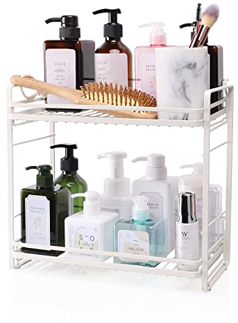 zccz Organizador de encimera de baño de 2 Niveles, Estante Desmontable, Soporte de cosméticos, Bandeja de tocador, Organizador de Especias para Cocina, práctico Estante de Almacenamiento doméstico