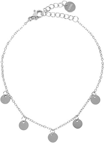 styleBREAKER Pulsera de acero inoxidable para mujer con 5 medallones,Plata