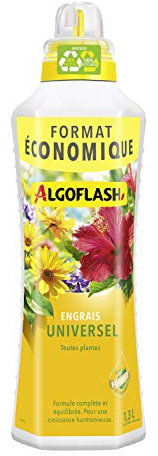 ALGOFLASH Engrais Universel Toutes Plantes, Bouchon Doseur Inclus, 1,3 L, ALISOL1300N