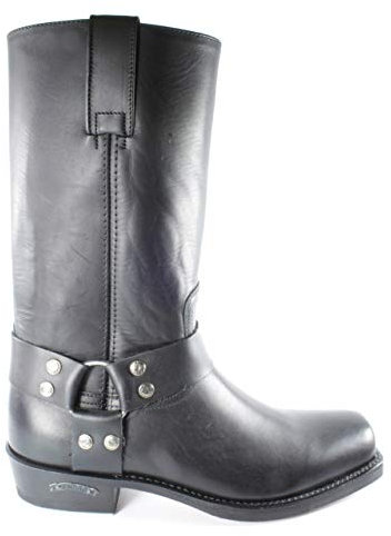 Sendra Boots 1918 Pete Noir Femmes Hommes Biker Santiag Basic Western Cowboy Botte Bout Carré Talon Légèrement Incliné Éperon Fixe Fait Main Cuir Véritable Taille 37