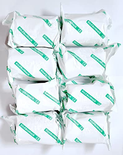 Major Brushes Modroc 8cm x 3M Plaster of Paris Modelling Bandages - Pack of 8 Rolls