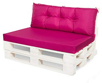Set di cuscini per pallet, per esterni, impermeabili, per pallet, 120 x 60 cm + cuscino per schienale 120 x 40 cm, rosa)