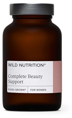WILD NUTRITION Food-Grown® Complete Beauty Support | Hair Skin and Nails Vitamins for Women | Antioxidant & Collagen Formation Support | Hyaluronic Acid, Biotin, Zinc, Selenium & More | 60 Capsules