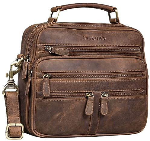 STILORD Veland Vintage Messenger Bag für Herren Echtleder Männer Businesstasche klein Kameratasche Leder Umhängetasche Herren Farbe:mittel - braun