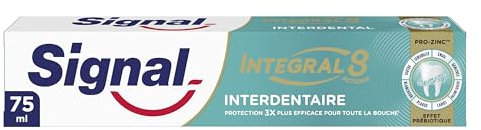 SIGNAL - Dentifrice Integral 8 Interdentaire Effet Prébiotique - Protection Complète 3x plus efficace - 95% d’ingrédients d’origine naturelle - 75ml