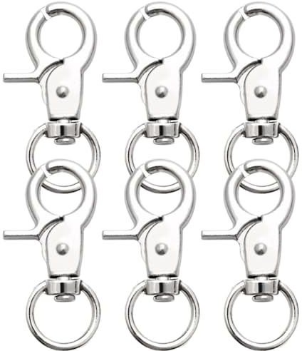 6 Stücke Schnapphaken mit Drehgelenk, Metall Schlüsselanhänger Karabinerhaken, Wirbel Schnappkarabiner, für Outdoor-Reisen, Haustierleine, Rucksack-Schlüsselanhänger (schwarz)