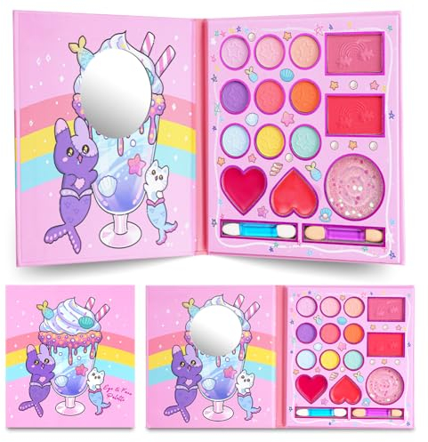 Aomig Kinderschminke, 14 Farben Kinderschminke Set Mädchen, Waschbares, Sicheres und Ungiftiges Schminkset, Geeignet für Weihnachten, Geburtstag, Karnevalsgeschenke für Kinder über 4 Jahre(Rosa)