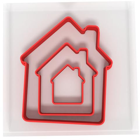 JUST CUTTERS Formine a forma di casa, set di 3 taglierine in plastica per cottura, fondente, argilla, pasticceria, glassa, gioielli (3/5/8 cm)