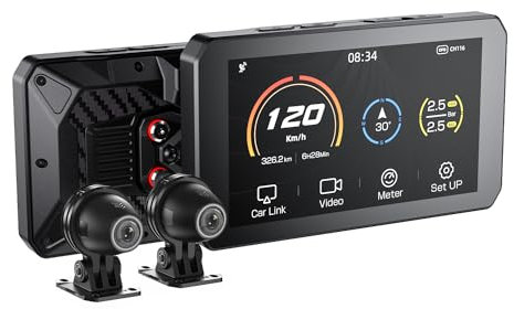 AIO-5 Lite Motorcycle Carplay Android Auto GPS Navigation System, BSD, STARVIS HDR 5 LCD, 60FPS,5G Wi-Fi BT, IP67 Waterproof, Support Siri Google Assistant, 24H Parking Mode, Dedicated App