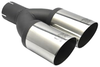 Auspuffblende Doppelendrohr N2-90-1* Endrohr 2x 90mm rund abgeschrägt Blende Edelstahl Doppelrohr (Passend für 50mm Anschluß)