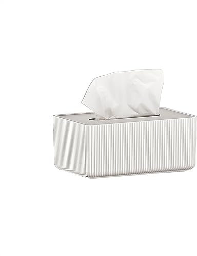 Kosmetiktücher Box Desktop-Papierbox, weißer Seidenpapier-Servietten-Aufbewahrungsbehälter, Heim-Organizer, einfache Taschentuchbox aus Kunststoff für Esszimmer Badezimmer Schlafzimmer