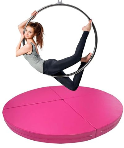 Pole Dance Matte Aerial-Hoop-Crashmatte für Das Fitnessstudio Zu Hause, Dicke, Faltbare, Runde Unterlage/ Sicherheitsmatte für Tanzstangen, Crash-Kollision für Lyra-Ring-Stripper-Stange, 1,2–2 M(Pink,