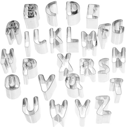 LALADEFIEE Cortador De Galletas Letras De Acero Inoxidable Reutilizables Para Hornear Cortadores De Galletas Pequeños Para Decoración De Pasteles Letras Cortadores De Fondant