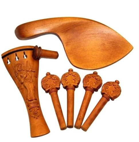 Zubehör Für Musikinstrumente Violine 4/4 Muster Jujube Holz Ebenholz Saitenhalter Stimmwirbel Endstifte Kinnhalter Geiger Zubehör(Boxwood 2)