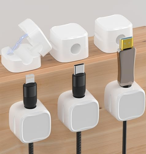 Lot de 6 supports de rangement magnétiques pour câbles de bureau, cachez le câble de charge du téléphone, support de chargeur de fil adhésif puissant pour table de chevet, appareils de cuisine,