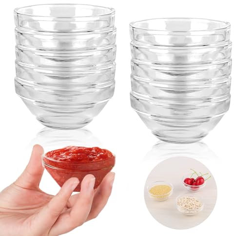 Trndecor Mini Bols en Verre, 7.5cm Coupelle Dessert Bols en 75 ml Mini de Préparation en Verre à Tapas Ensemble de Épices Fruits Collations Dip Dish Starter Bowls