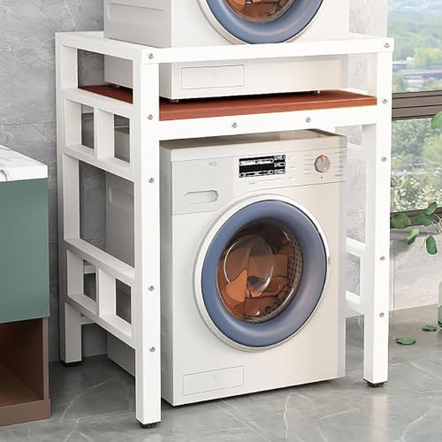 Soporte Lavadora Secadora,Armario Lavadora Secadora,Estanteria Lavadora,Armario Para Lavadora De Tambor,Mueble Lavadora Secadora Exterior,Mueble Encima Lavadora,Para Baño, Cocina(White/red-brown)