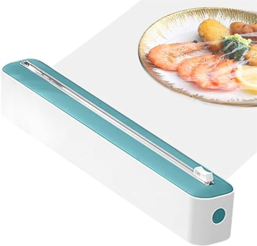 Cling Film Dispenser and Cutter, Clingfilm Dispenser with Cutter UK, 2-in-1 Plastic Wrap Tin Foil Dispenser and Cutter, Cling Film Kitchen Roll Holder Dispenser for Home, Kitchen, Restaurant (Green)