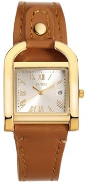 BUREI Damen Armbanduhr Braunes Damenuhr Lederarmband Damen Klassisch Analog Quarz Wasserdicht Uhr für Frauen Geschenke (Weißes Zifferblatt Braun)