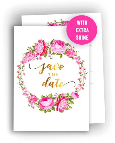 Edition Colibri Save the Date Karten mit Umschlag - A6 Karten für Hochzeit, standesamtliche Trauung, Geburtstag, Gartenparty, Taufe, Kommunion, Jugendweihe, Babyparty, 10er Set, elegant