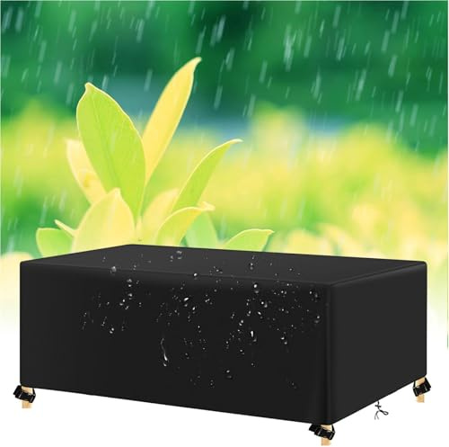 AJALGZ Housse Salon de Jardin 225x110x75cm/LxWxH Housses de Protection pour Meubles de Jardin, Imperméable, Résistante Aux UV, Résistante Aux Déchirures 420D Bâche de Protection Coupe-vent -Noir