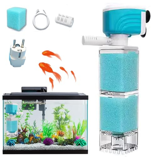 Snrtevu Automatisches Aquarium Filtersystem, Aquarium Filter, Quiet Aquarienfilter FüR Optimale Wasserreinigung Und Sauerstoffversorgung In Aquarien (25W/1700h)