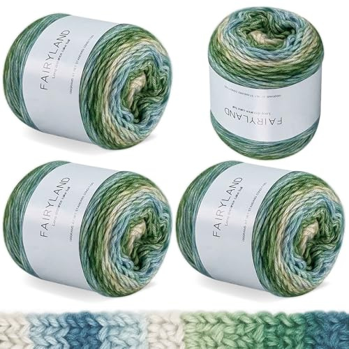 4 Stück Farbverlaufsgarn, 4x100g Strickgarn Häkelgarn, Mehrfarbiges Gradient Häkelgarn, Gradient Wolle zum Häkeln für Stricken, Häkeln, DIY Schal, Decke, Mütze, Pullover, Handarbeiten (1168)