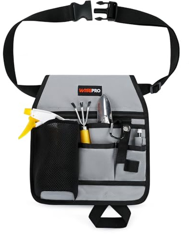 WISEPRO Garden Tool Belt, 6 Pocket Gardening Tool Waist Pouch with Adjustable Waist Strap, Gardening Belt Apron for Men Women