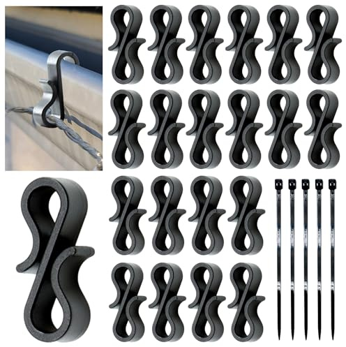Solivive 150 Pcs Gutter Hooks for Outdoor Lights with 30 Cable Ties, Black Mini Plastic S Gutter Clips for Hanging Outside String Lights,Icicle Fairy Lights,Small Ornaments,Christmas Tree Decorations
