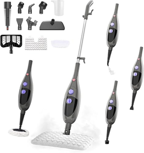 Steam Mop, 12-in-1 Steam Cleaner for Home, 15s Fast Heat-Up, 400ml Large Tank, 180° Swivel Head, Detachable Handheld Steamers, Adjustable Steam, Chemical-Free for Hardwood Floors, Tile, Grout & More