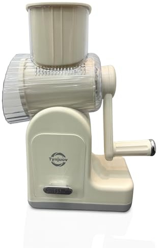 Tynjuov Off-White Cheese Grater Hand Crank, Rotary Cheese Shredder & Vegetable Chopper, Kitchen Gadgets Multi-Function Graters for Kitchen