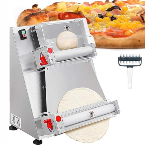 Automatic Commercial Dough Press Machine, Electric Stainless Steel Pizza Dough Roller for Pie Crusts, Pitas, Tortillas And Flat Breads