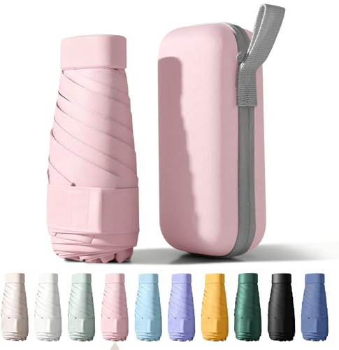 Betrynidil Paraguas Plegable Ultra Compacto y Portátil para Viaje, Protección UV 99% e Impermeable para Hombres y Mujeres (Rosa)