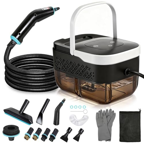 BEAMNOVA Pulitore a vapore portatile, vaporizzatore per auto per dettagli automatici, macchina per la pulizia a vapore multiuso ad alta pressione, 1,2 l, per interni auto, cucina, bagno, malta e