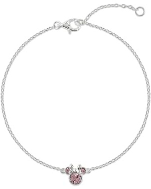 Disney Minnie-Maus-Geburtsstein-Armband aus 925er Sterlingsilber, 17,5 cm mit 2,5 cm Verlängerung