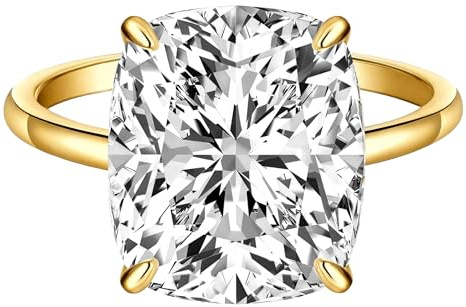 AVECON 3CT Elongated Cushion Cut Engagement Ring for Women, Promise Wedding Cubic Zirconia 14K Gold Plated Band Size 8