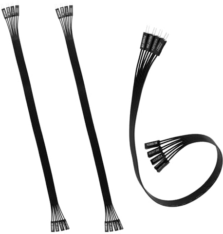 BTFO 3pcs Motherboard Front Panel Extension Cables, 24AWG Flat Ribbon Front Panel Extension Connector Adapter Cord Kit Parts Accessories for HDD LED Power Button LED Computer Switch Reset