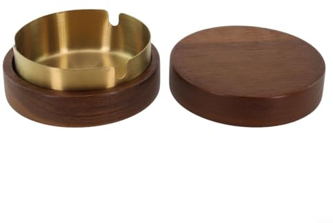 Trurovem Madera con tapa y forro de acero inoxidable desmontable, diseño resistente al viento para uso en interiores y exteriores, contenedor de gran capacidad para una fácil limpieza, fiesta en casa